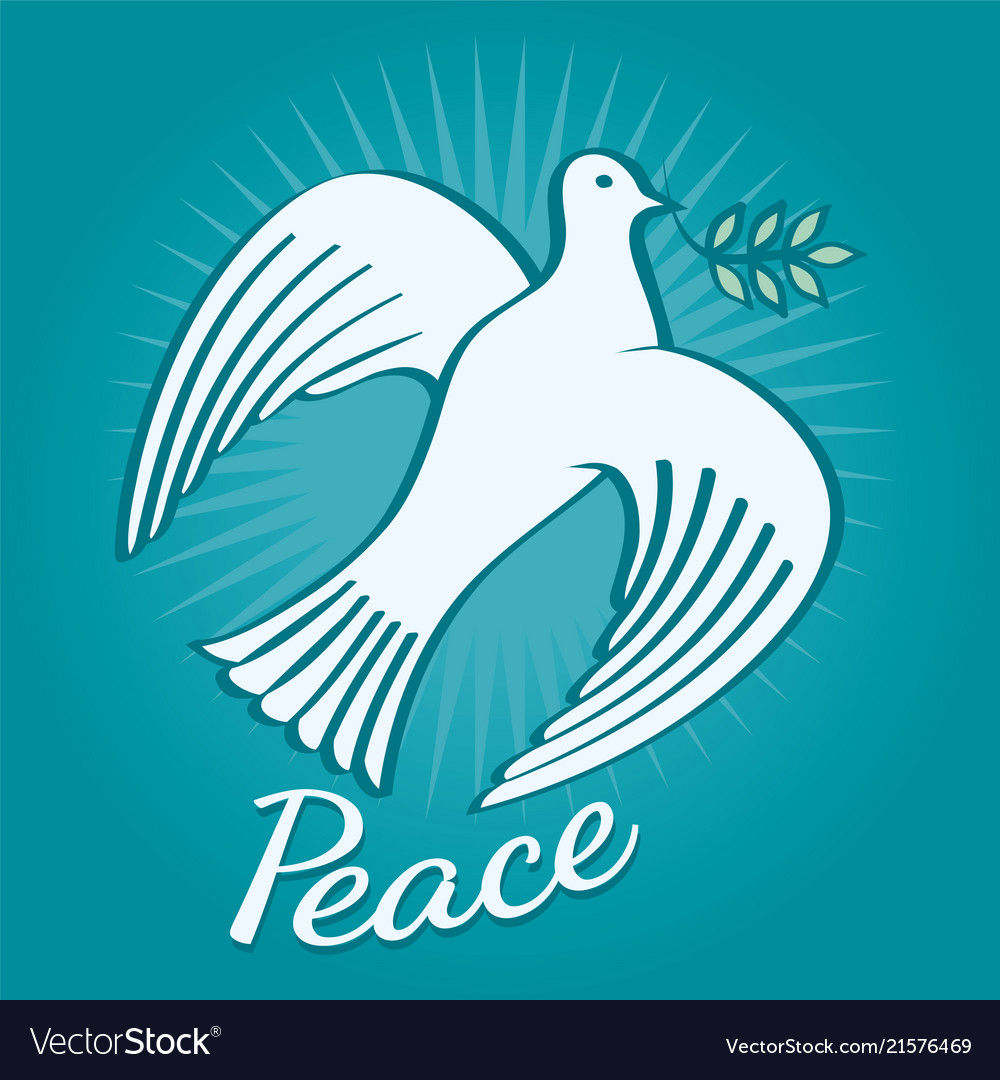 Peace dove with olive branch Royalty Free Vector Image