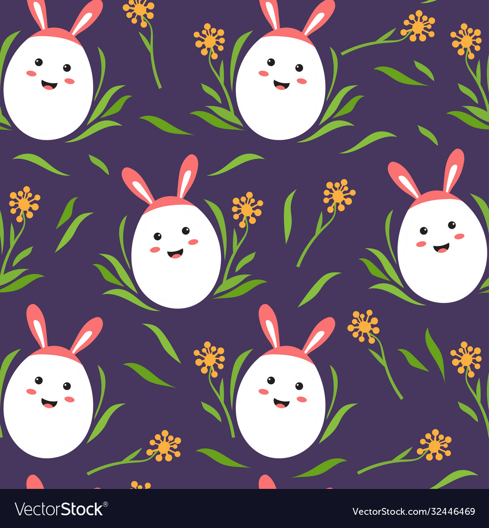 Seamless pattern happy egg in style kawaii