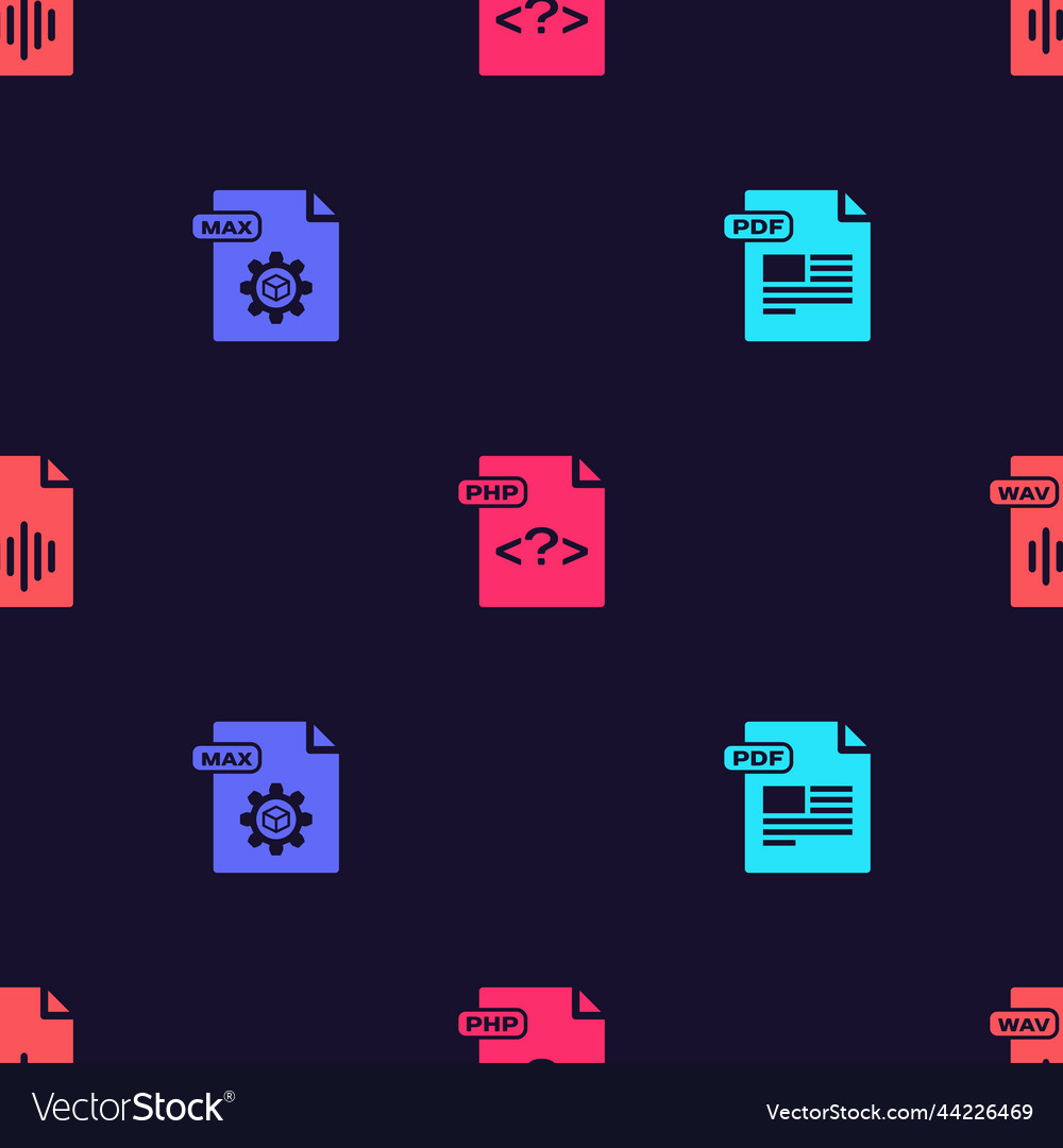 Set pdf file document max php and wav Vector Image Set pdf file document max php and wav