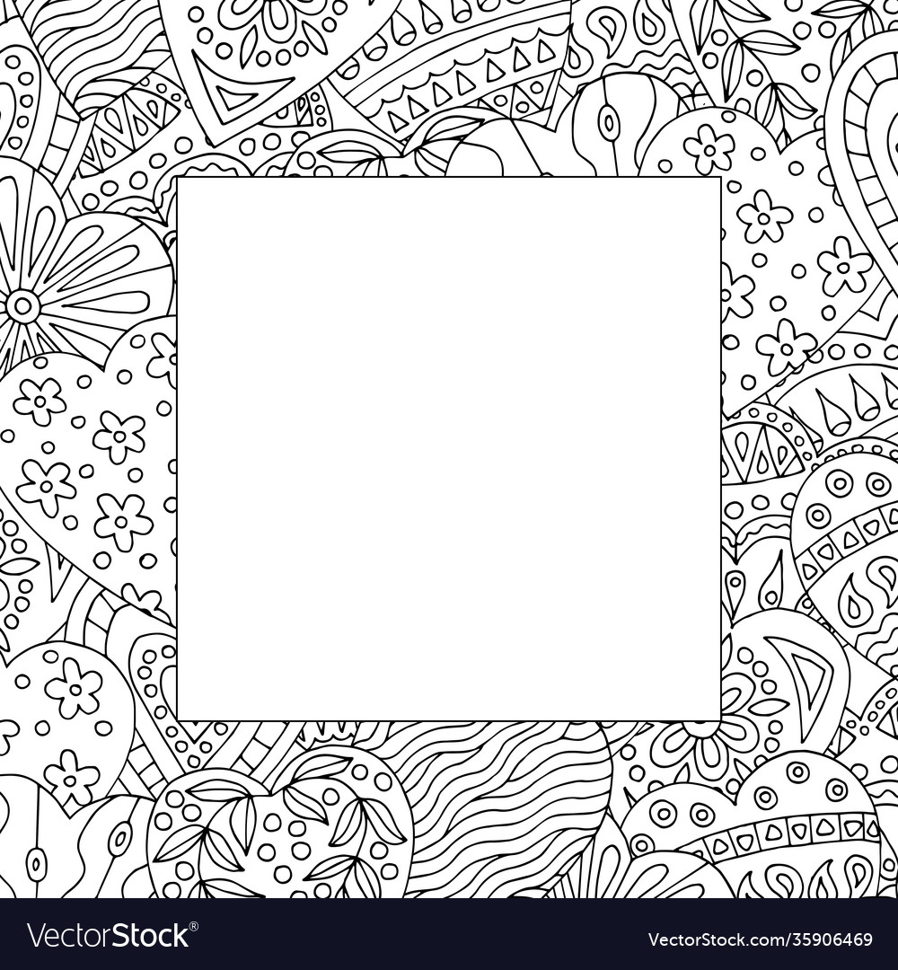 Square frame with abstract pattern hand-drawn vector image Square frame with abstract pattern hand-drawn