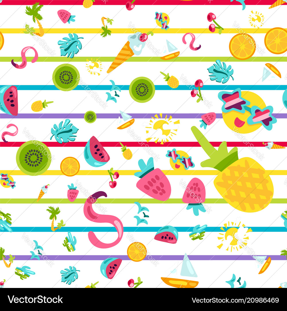 Tropical summer seamless pattern Royalty Free Vector Image