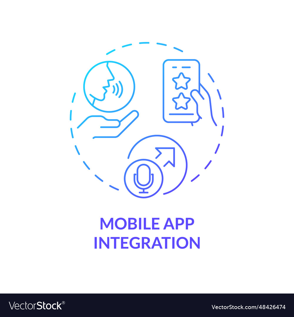 2d mobile app integration gradient icon concept vector image 2d mobile app integration gradient icon concept