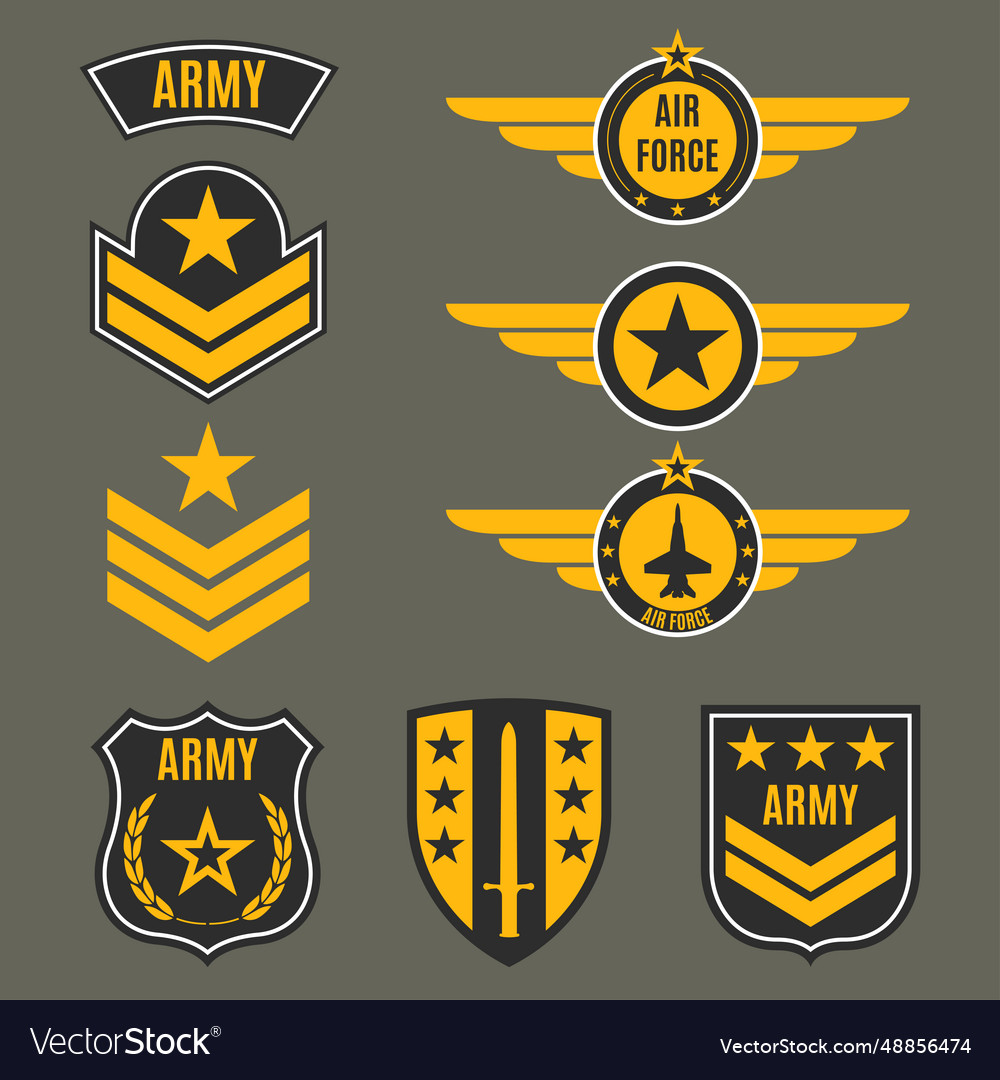 Army and military badge set shields with army Vector Image