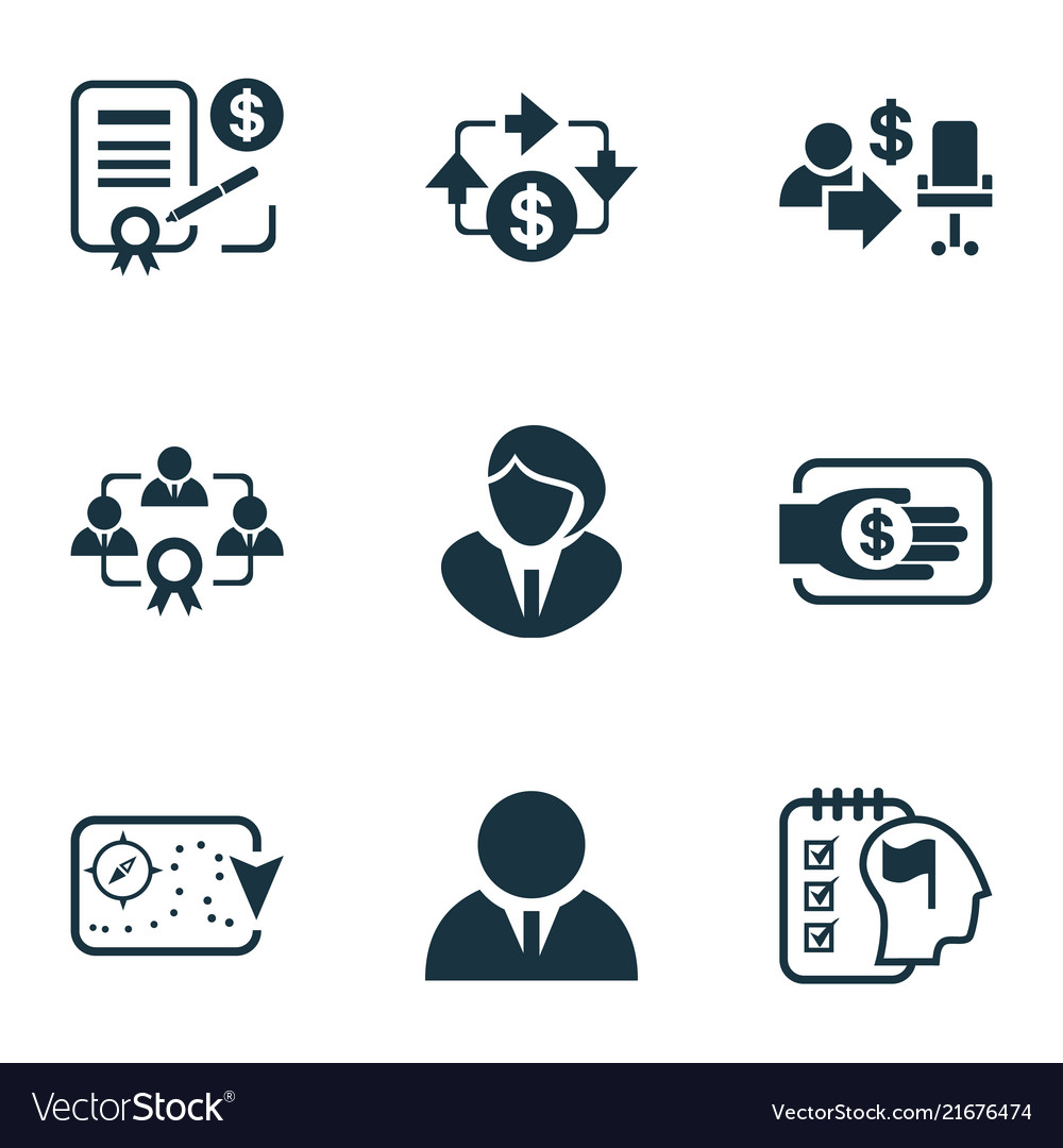 Business Management Icons Set With Royalty Free Vector Image