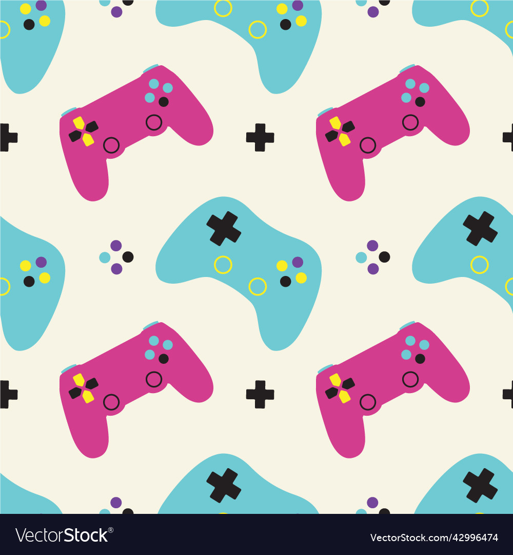 Colorful retro gameing consol seamless pattern