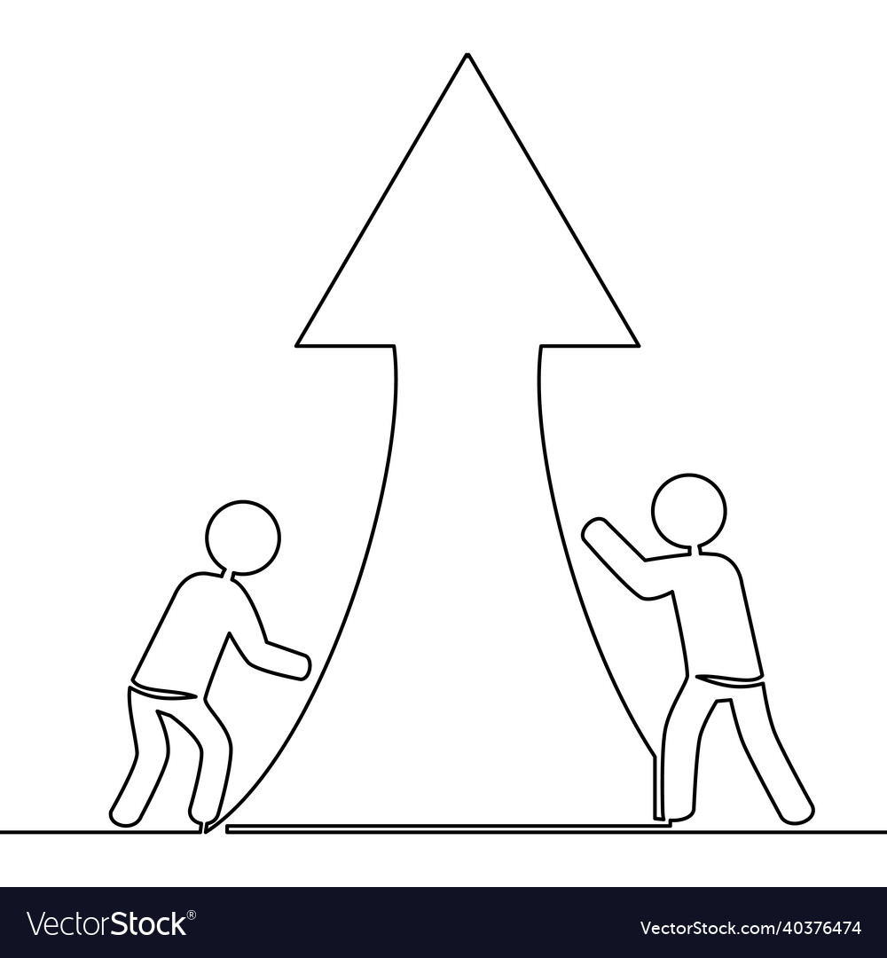 Kontinuierliche Linie Mann heben Pfeil nach oben Konzept