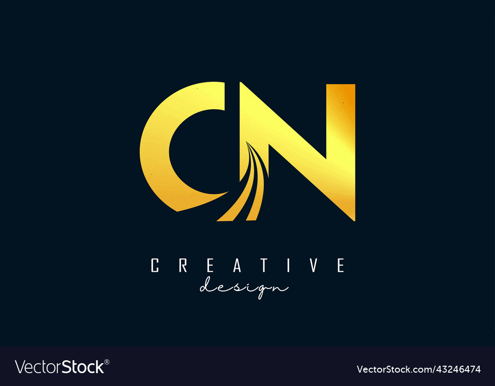 Creative golden letters cn c n logo with leading