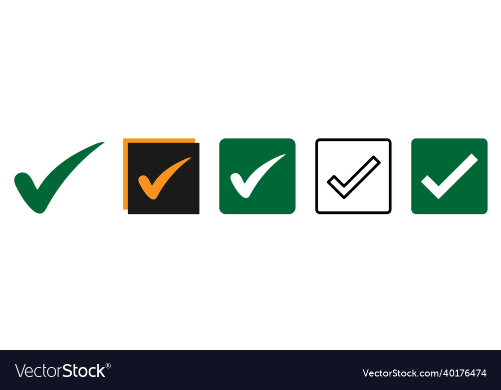 Flat tick mark icon set check vector image Flat tick mark icon set check