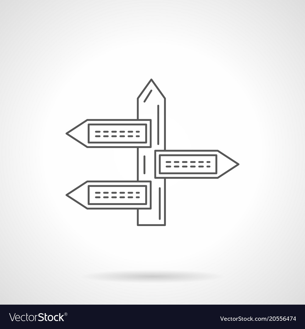 Guidepost flat line icon Royalty Free Vector Image