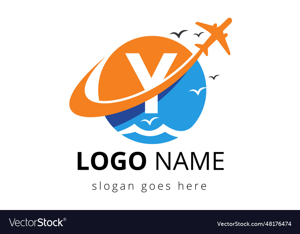 Initial letter y with travel logo design air