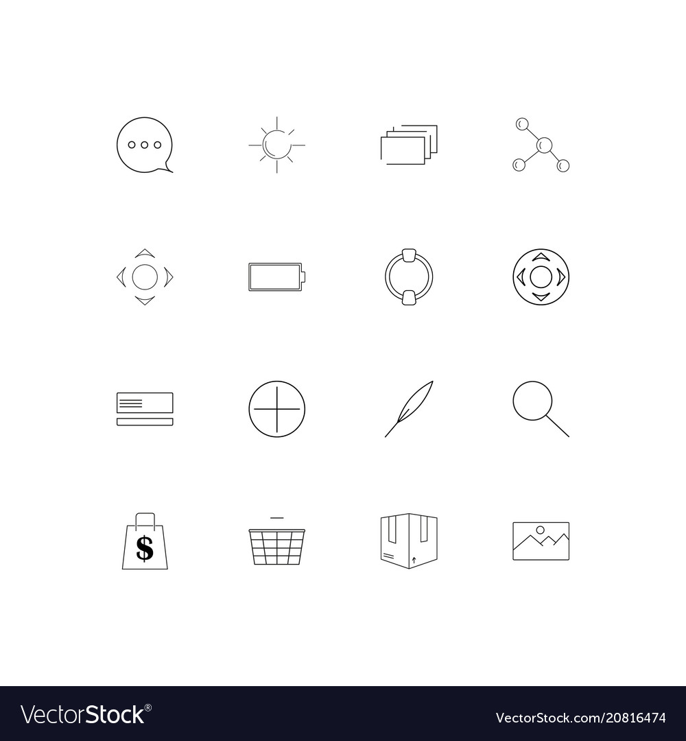 Interface linear thin icons set outlined simple