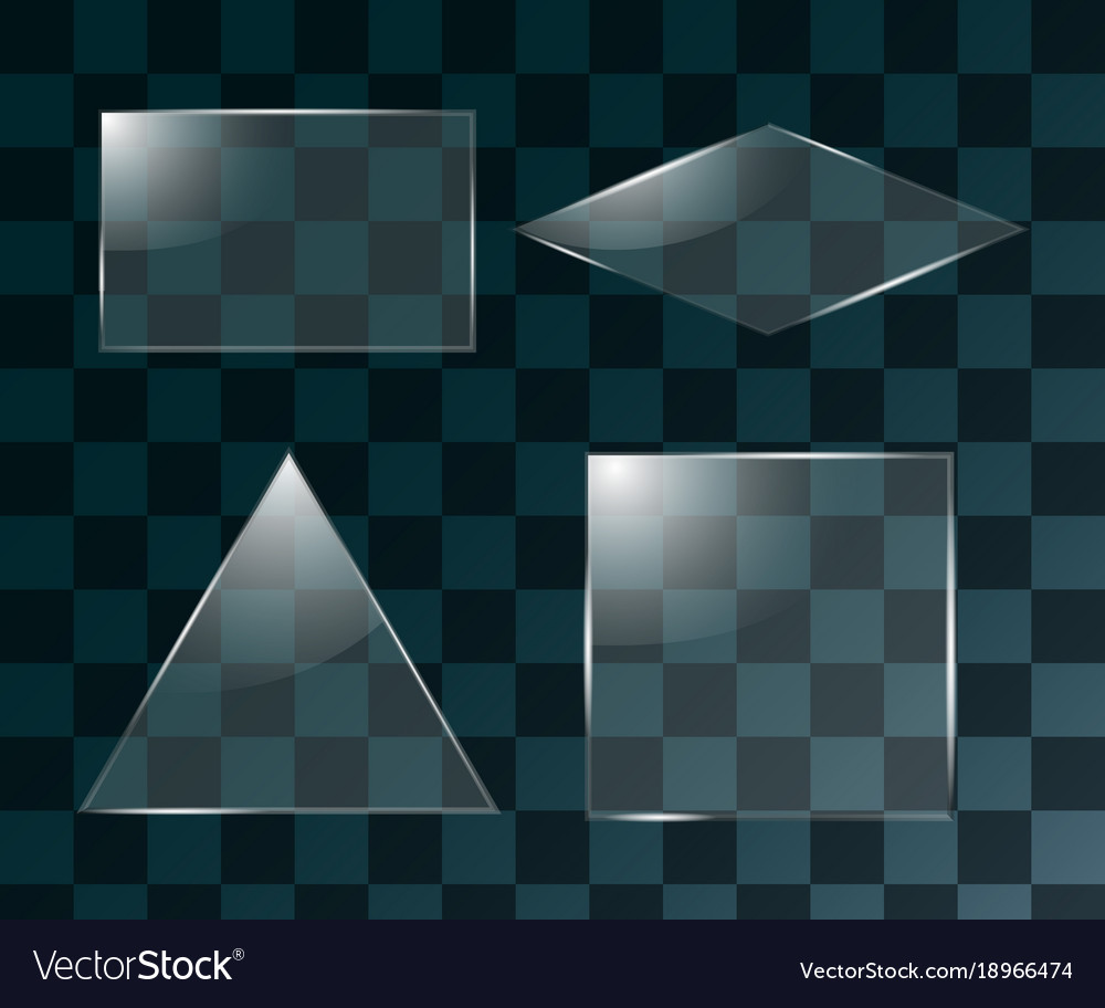Set of glass square rectangular and round buttons