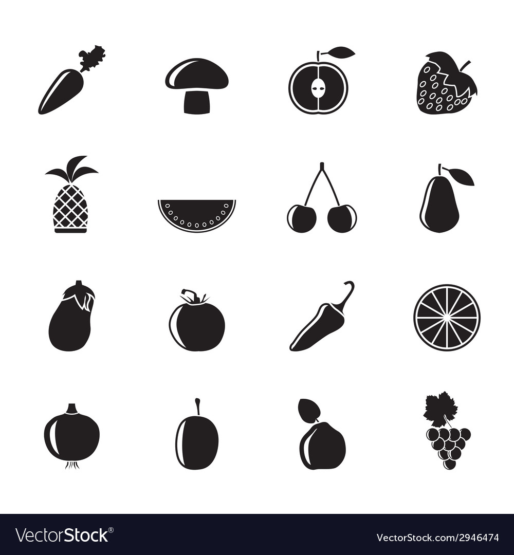 Silhouette Different kinds of fruits and Vegetable