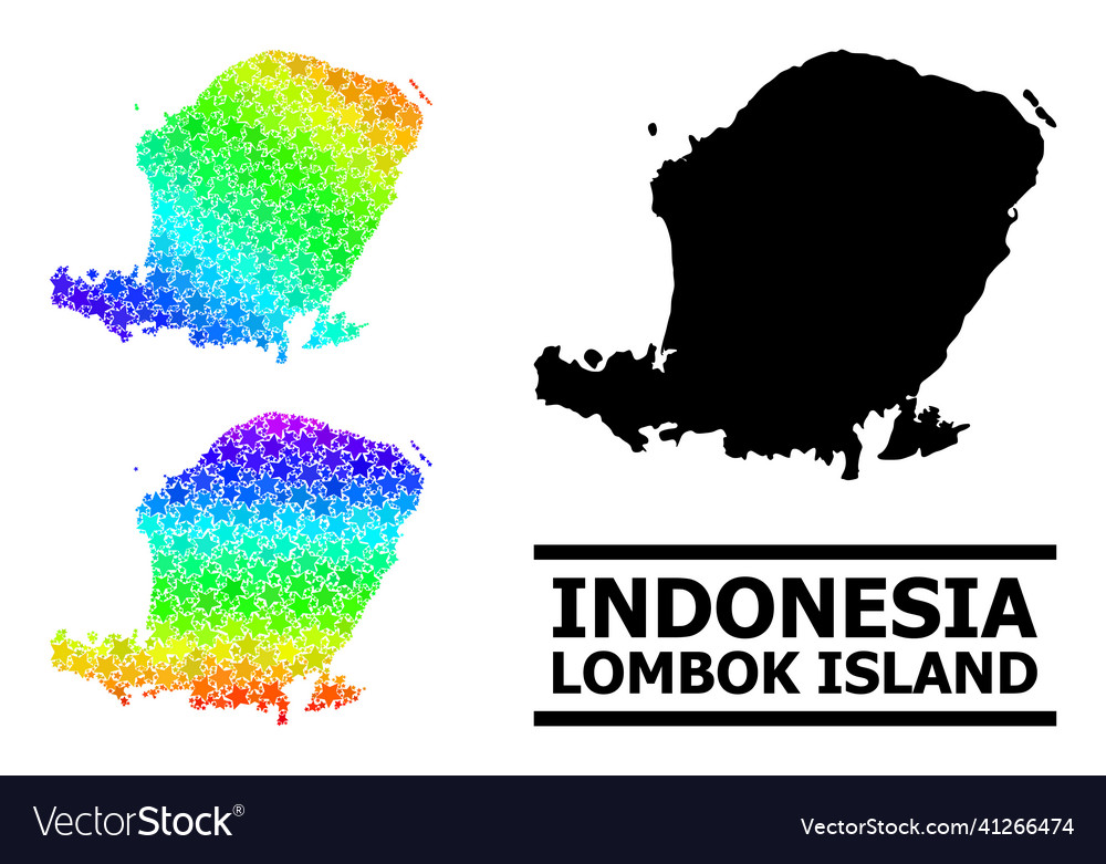 Spectrum gradient stars mosaic map of lombok