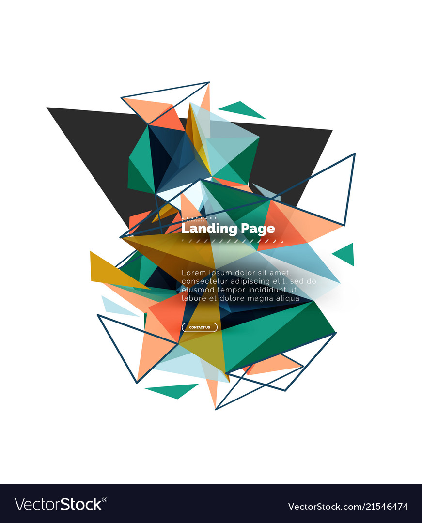 Triangular design abstract background landing vector image Triangular design abstract background landing