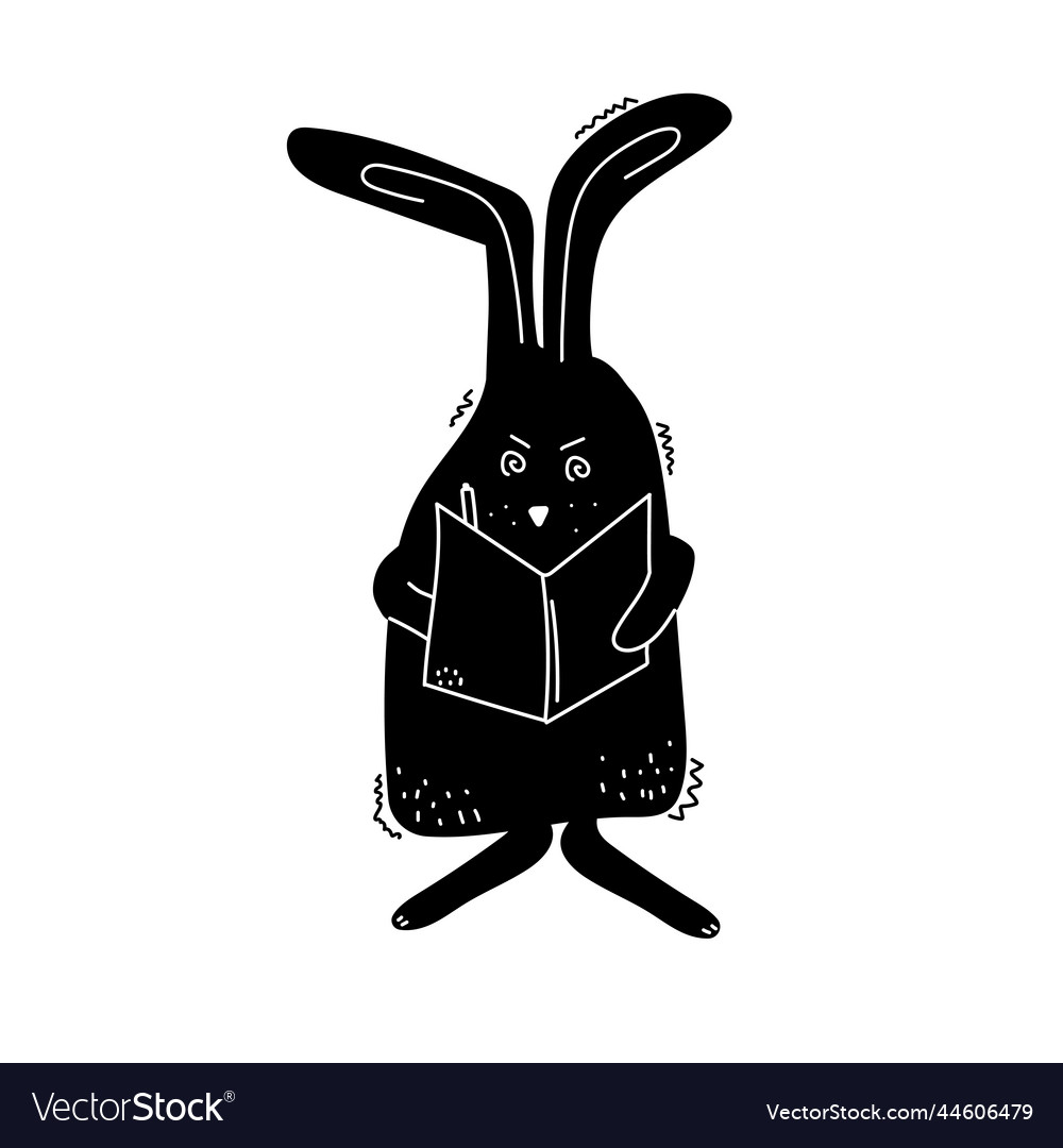 Angry Rabbit Writing in Notebook