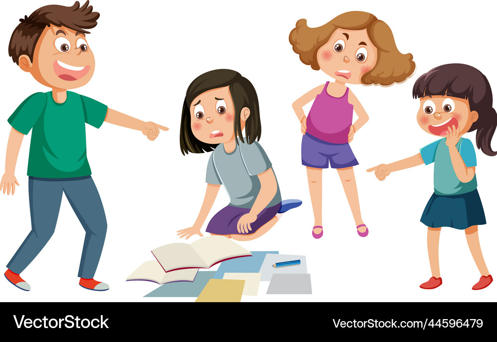 Bullying kids character collection Royalty Free Vector Image