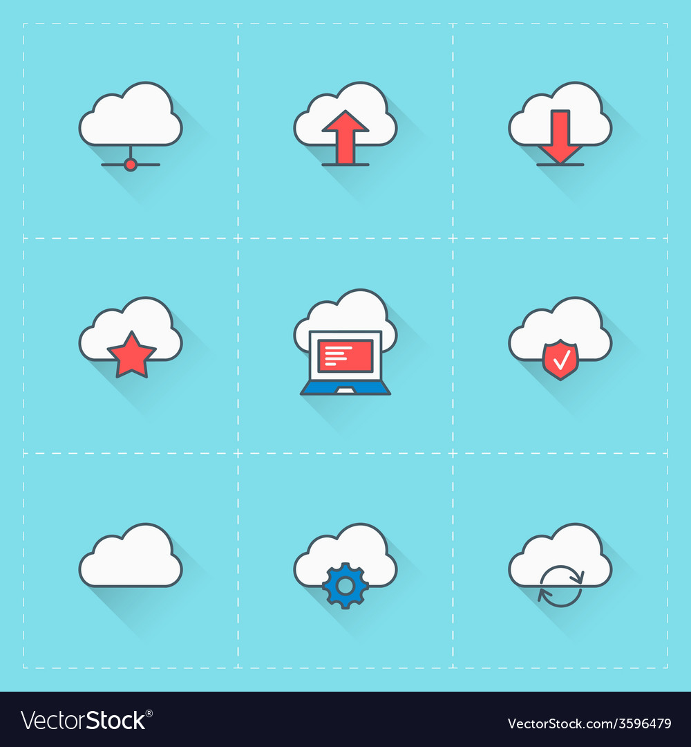 Cloud computing icons icon set in flat design