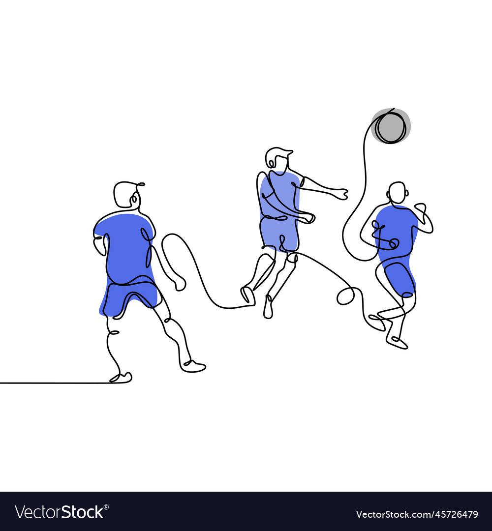 Continuous line drawing of running soccer