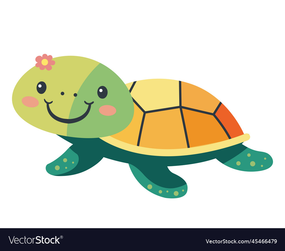 Cute green baby turtle character Royalty Free Vector Image