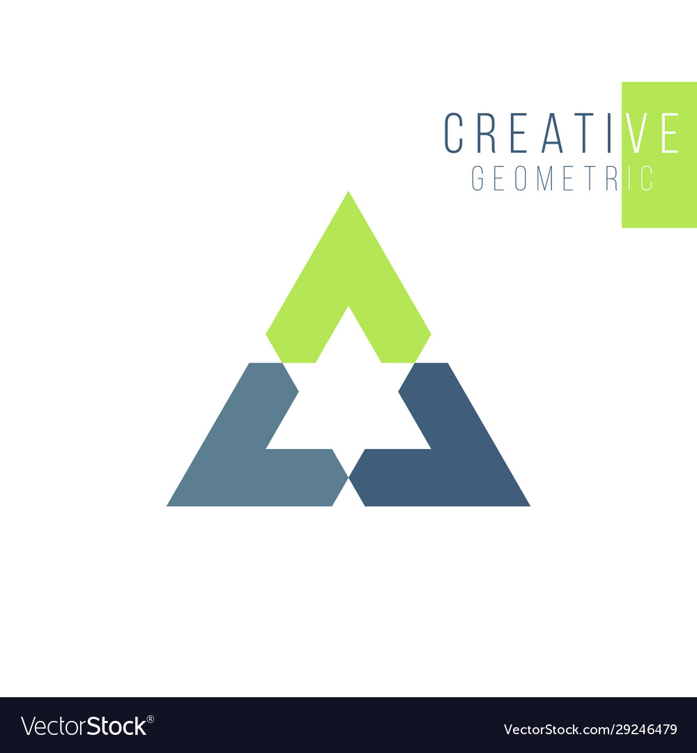 Geometrical triangle or arrow in three parts logo Vector Image