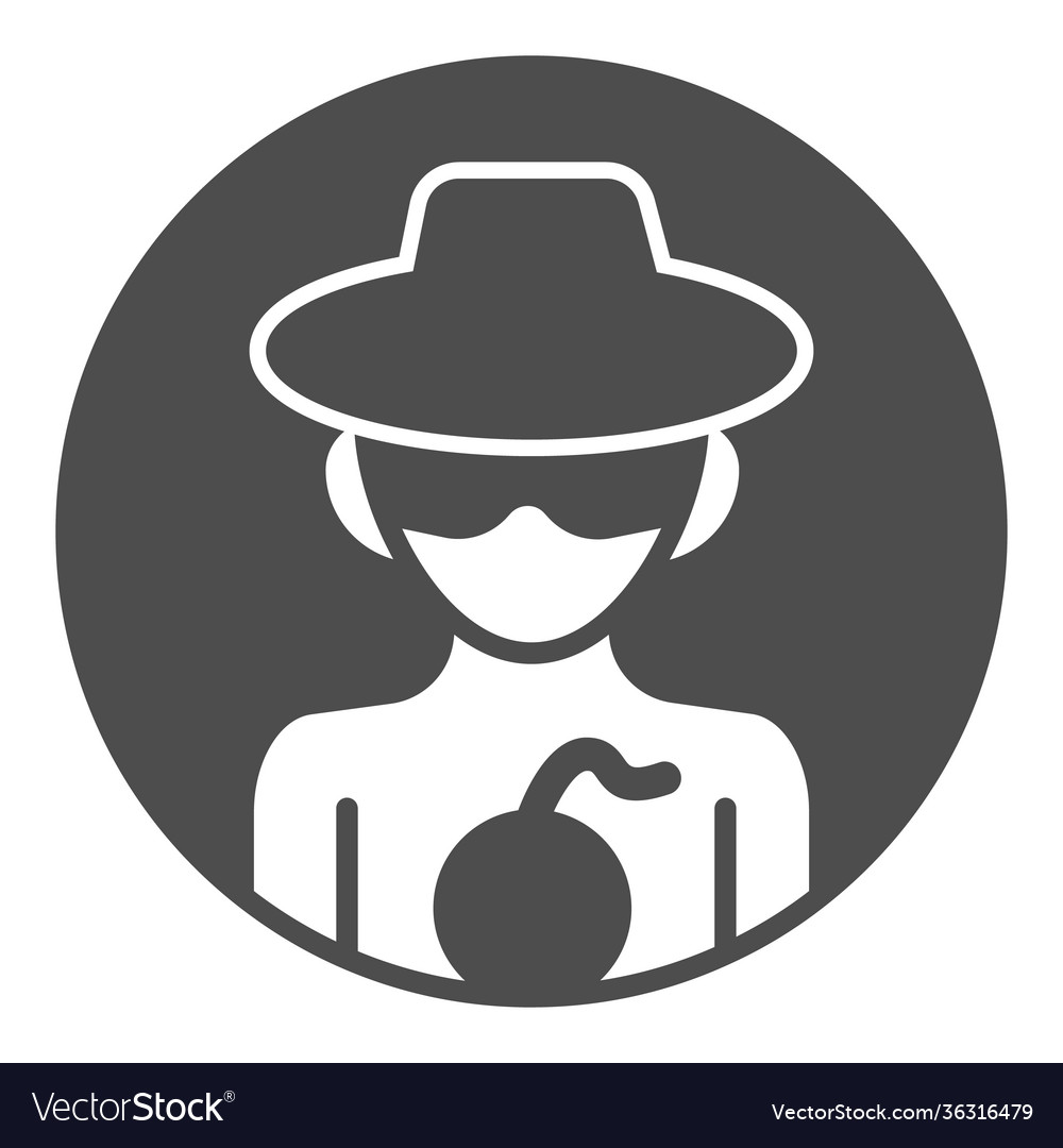 Hacker with bomb solid icon web security concept