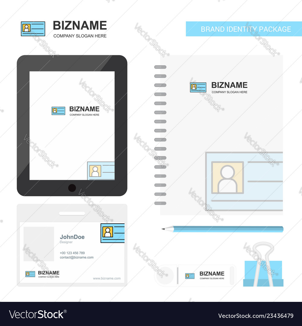 Id Card Business Logo Tab Diary Pvc Employee Vector Image