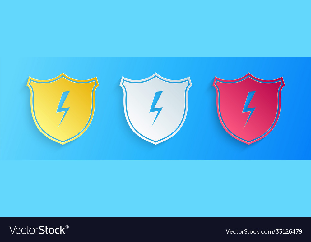 Paper cut secure shield with lightning icon