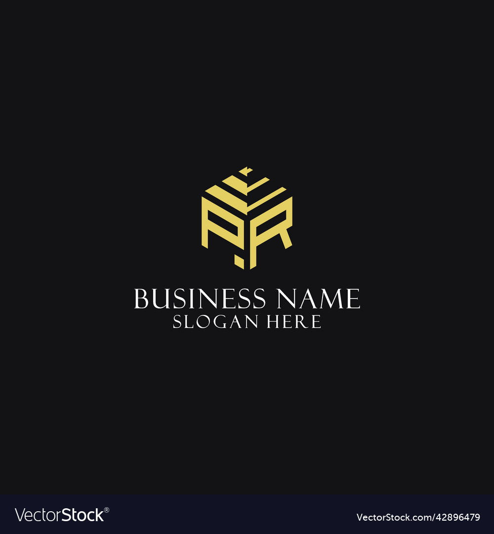 Pr initial monogram with hexagon shape logo Vector Image Pr initial monogram with hexagon shape logo