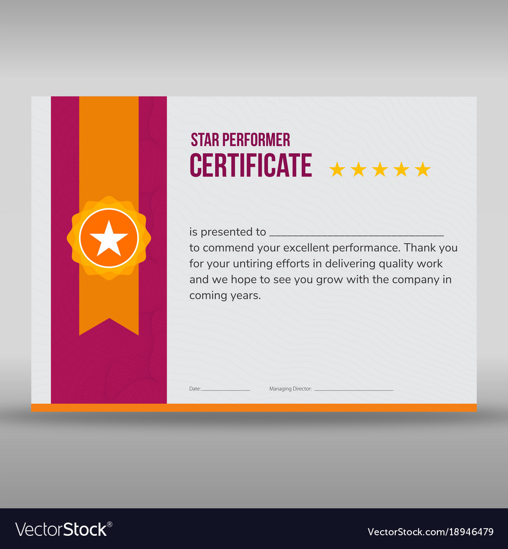 professional purple and gold certificate vector image star performer certificate templates