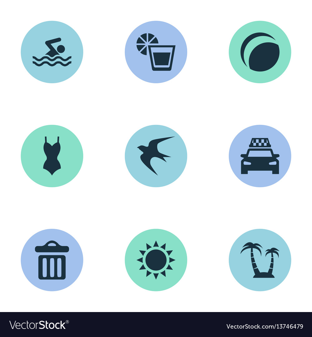 Set of simple seaside icons