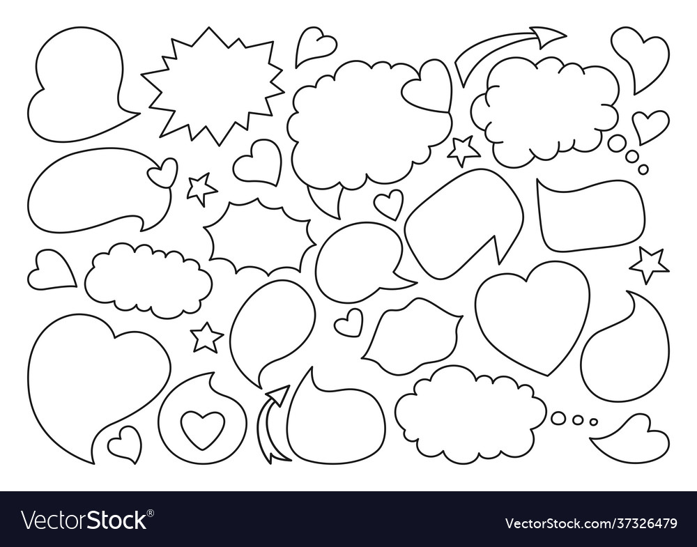 Speech bubble sketch line doodle set dialog Vector Image Speech bubble sketch line doodle set dialog