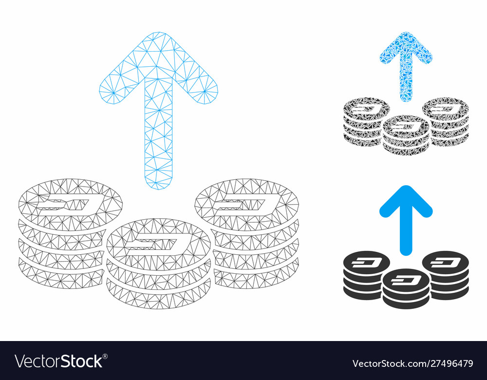 Spend dash coins mesh network model vector image Spend dash coins mesh network model