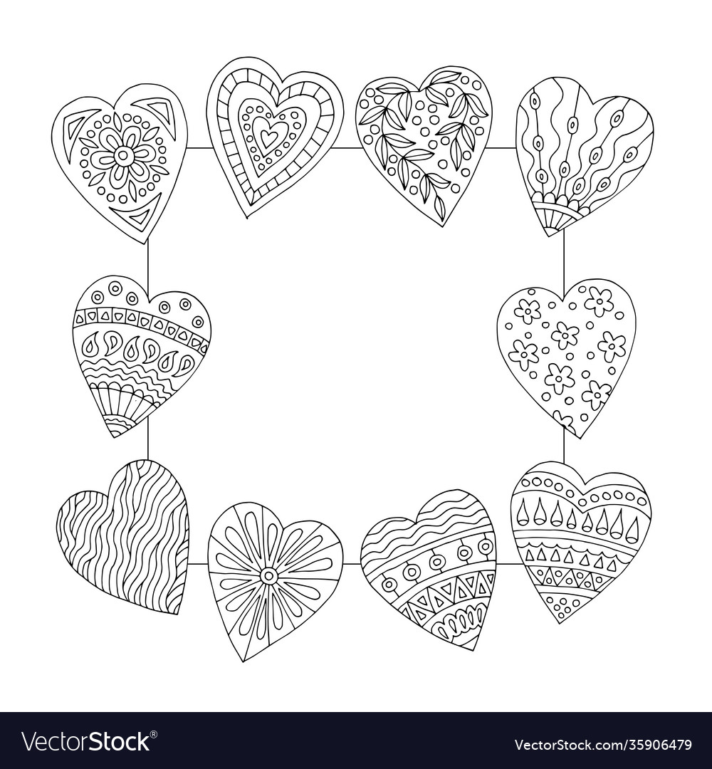 Square frame with abstract pattern hand-drawn vector image Square frame with abstract pattern hand-drawn