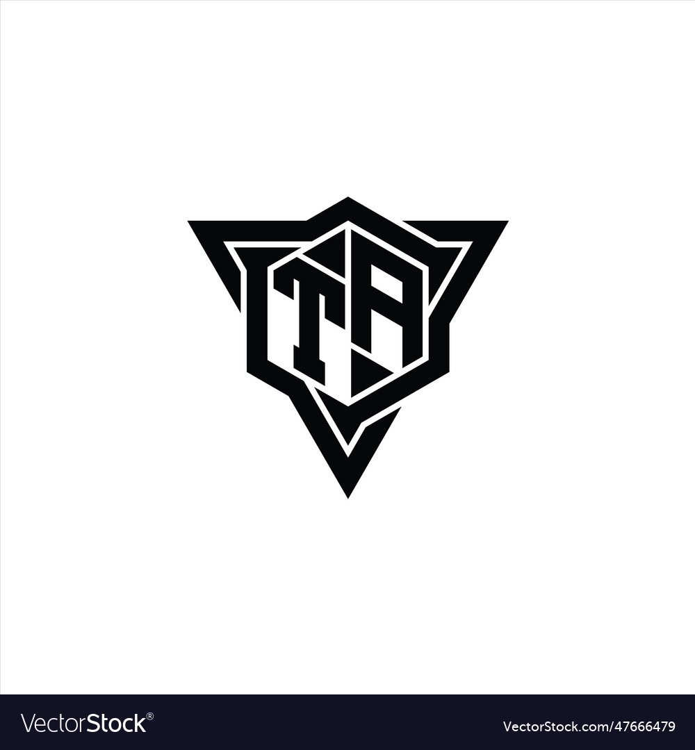 Ta logo monogram hexagon shape with triangle Vector Image Ta logo monogram hexagon shape with triangle