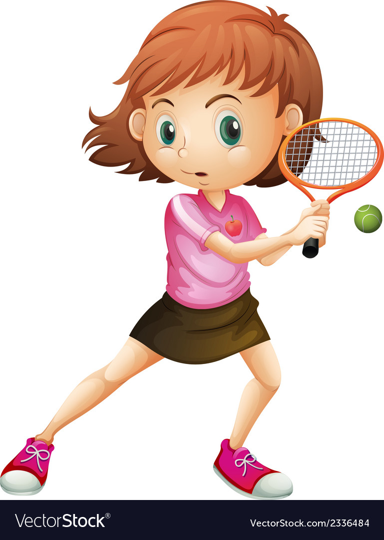 A young girl playing tennis Royalty Free Vector Image