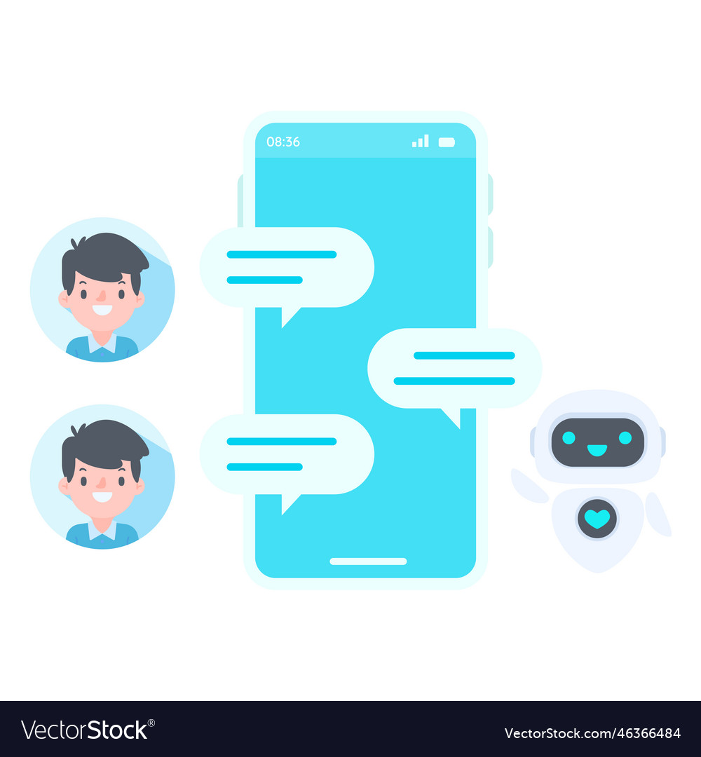 Auto reply system with intelligent robots provide vector image Auto reply system with intelligent robots provide