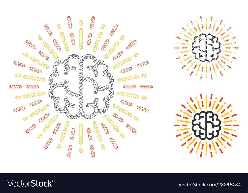 Brain radiance mesh 2d model and triangle vector image Brain radiance mesh 2d model and triangle