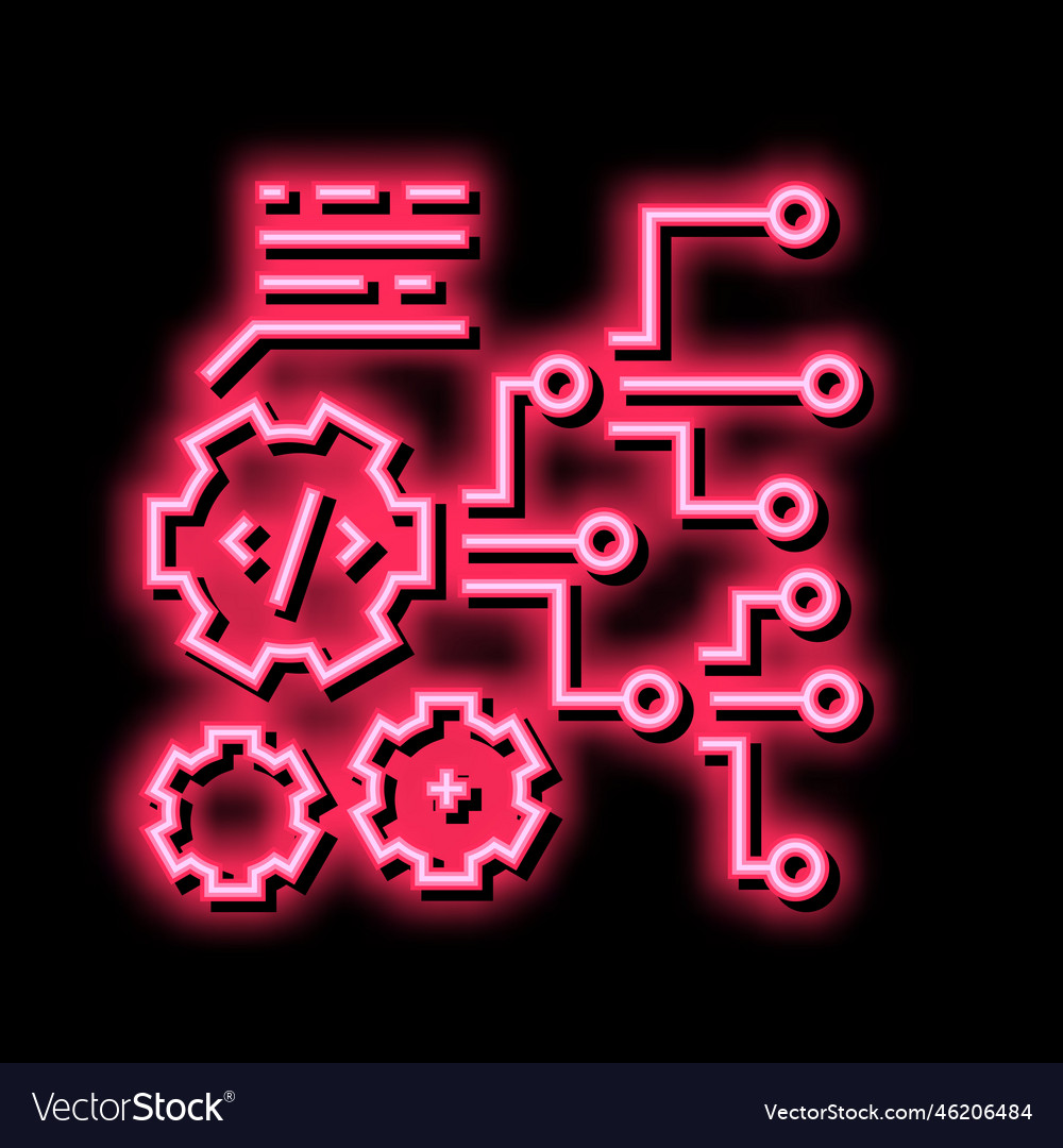 Code and settings working process neon glow icon