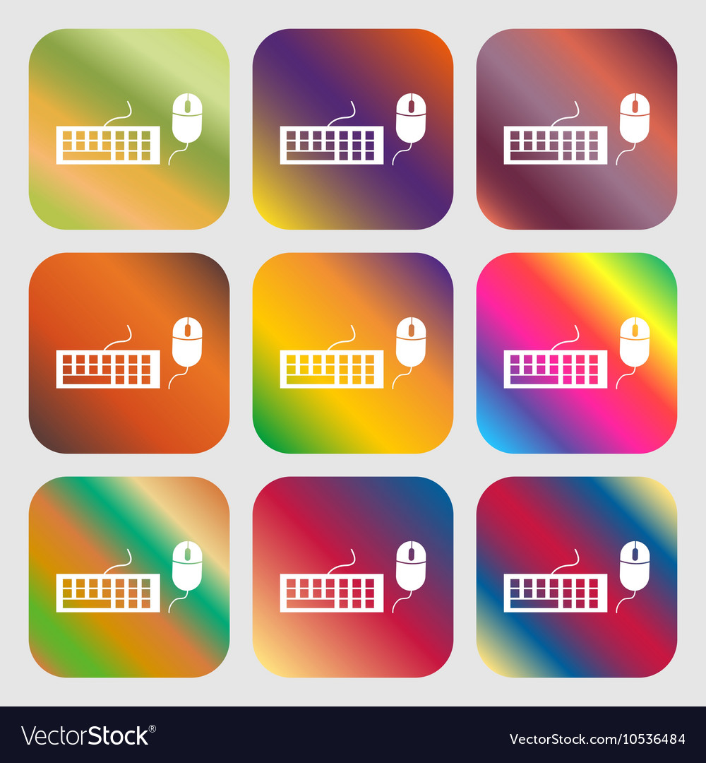 Computer keyboard and mouse icon nine buttons Vector Image