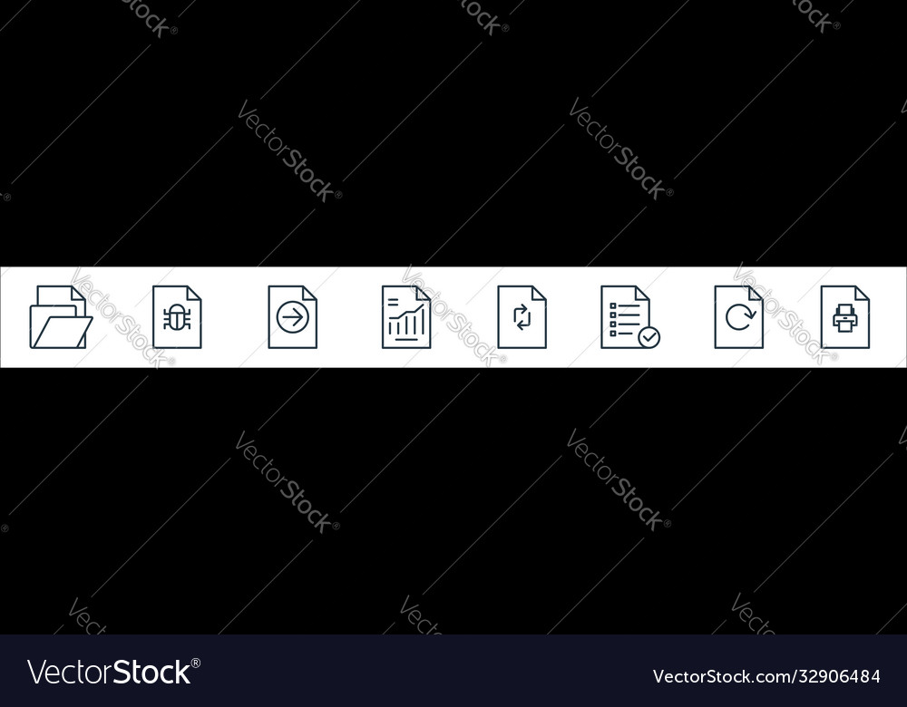 Datei und Dokument Kontur Liniensymbole linearen Satz vector image Datei und Dokument Kontur Liniensymbole linearen Satz