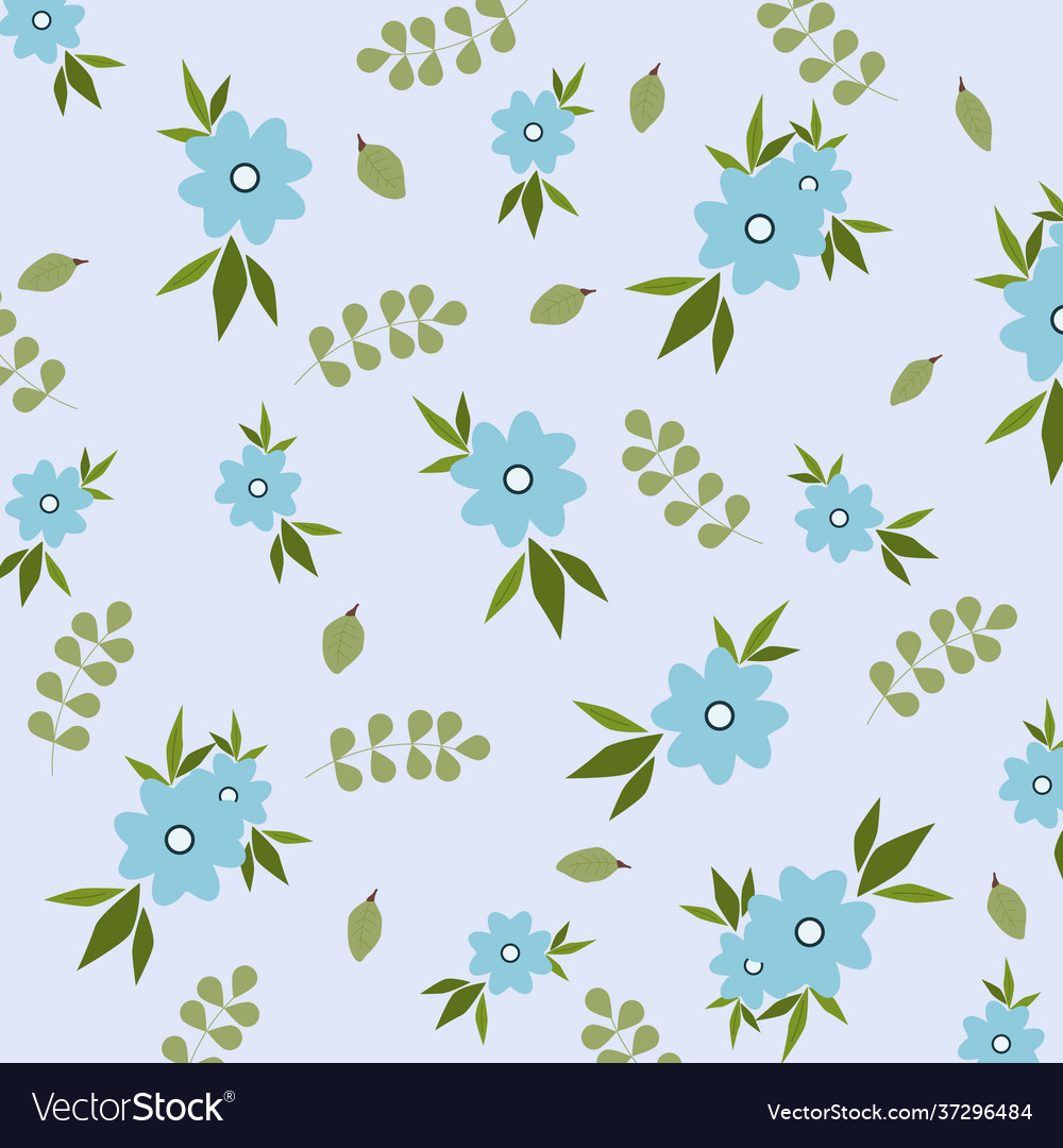 Floral pattern with cute blue flowers