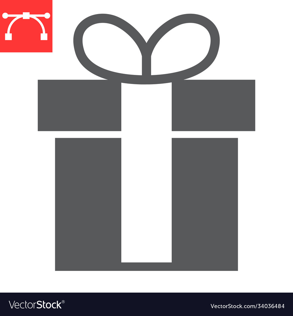 Geschenk-Glyphen-Ikone frohe Weihnachten und Paket vector image Geschenk-Glyphen-Ikone frohe Weihnachten und Paket