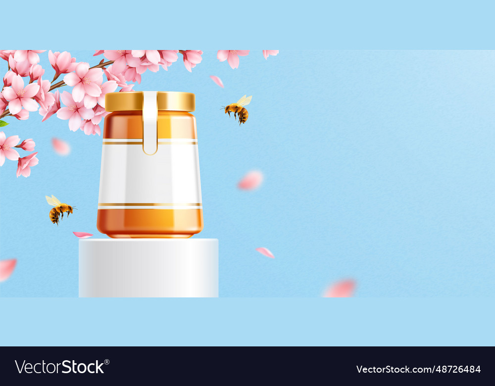 Honey jar realistic composition Royalty Free Vector Image