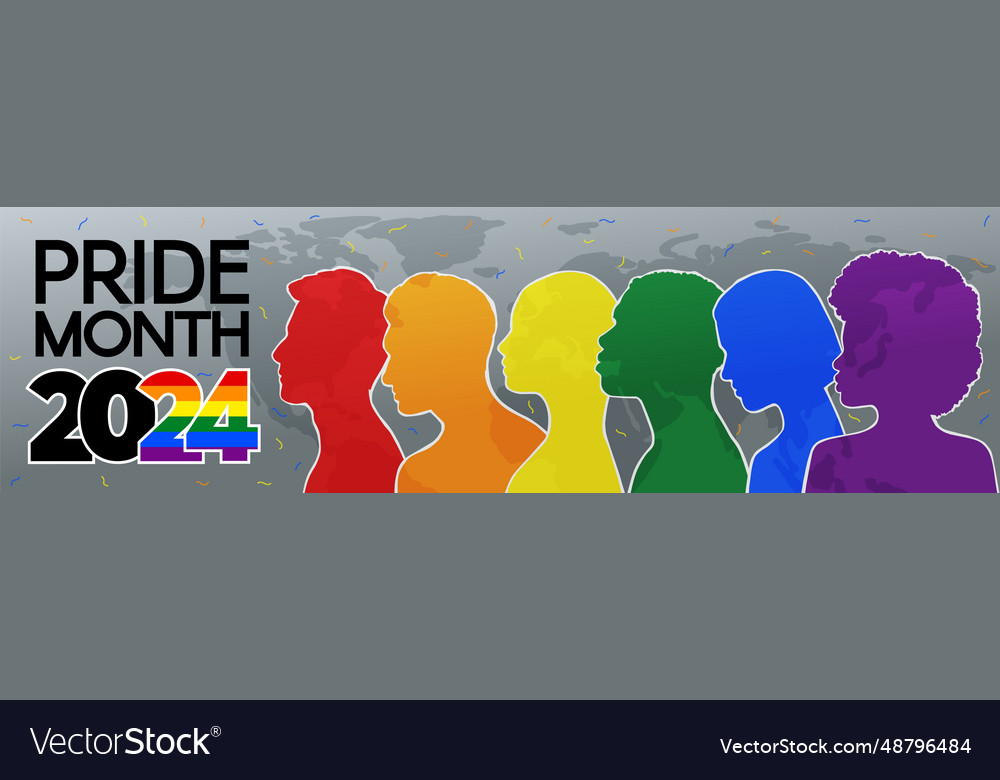 Lgbt long banner silhouettes of diverse people