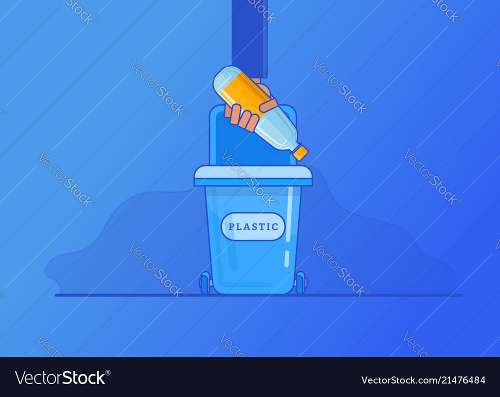 Man hand throws garbage in trash vector image Man hand throws garbage in trash