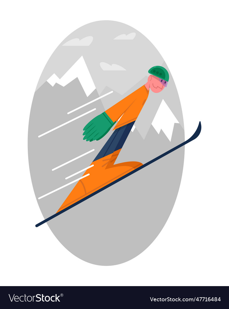 Man skis in mountains and performs jump regular