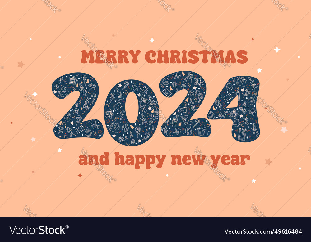 Merry christmas and new 2024 year greeting banner vector image Merry christmas and new 2024 year greeting banner