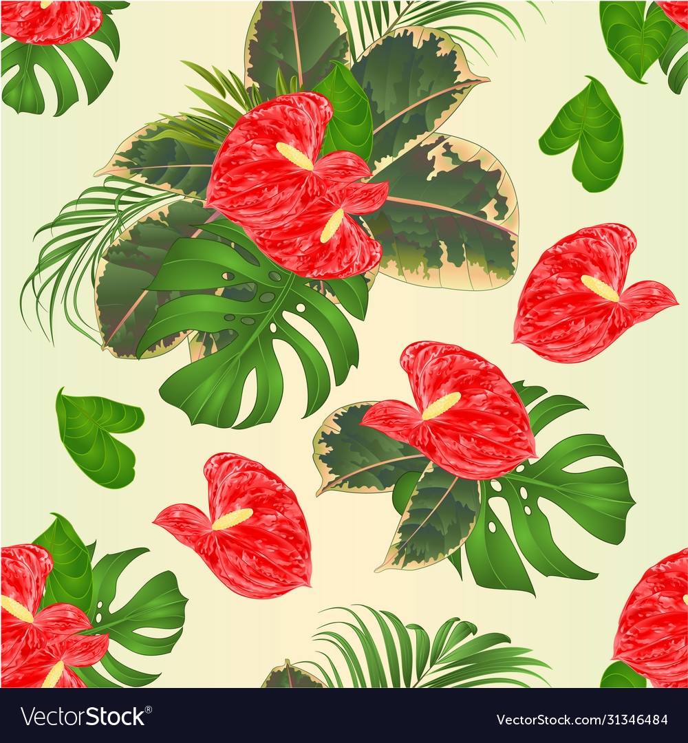 Seamless texture tropical flowers floral Vector Image