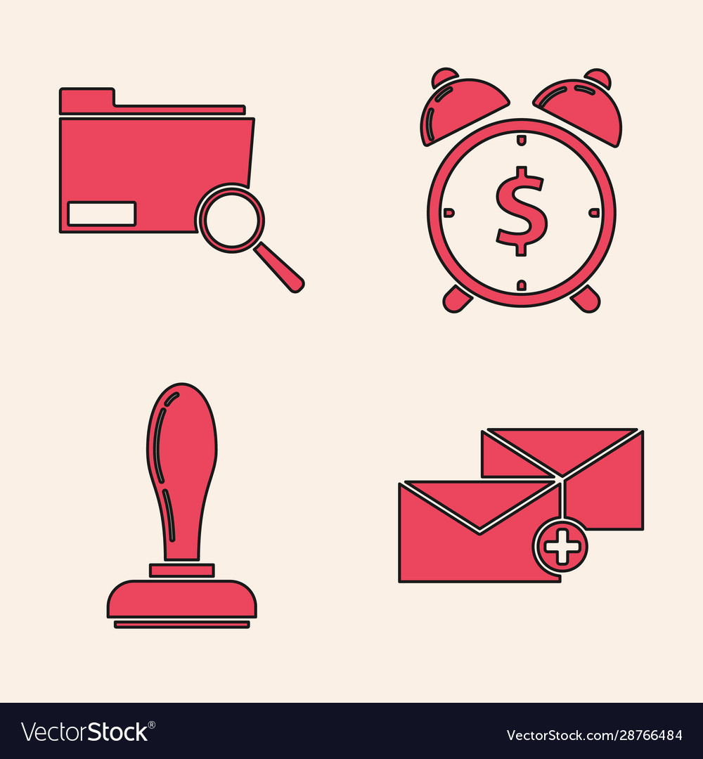 Set envelope search concept with folder alarm vector image Set envelope search concept with folder alarm